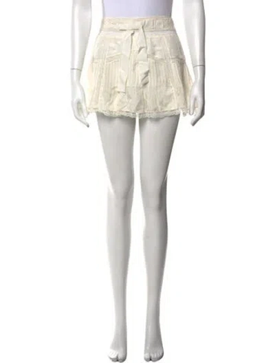 Pre-owned Loveshackfancy Silk Mini Skirt In White