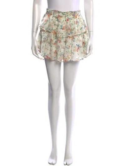 Pre-owned Loveshackfancy Silk Mini Skirt In White