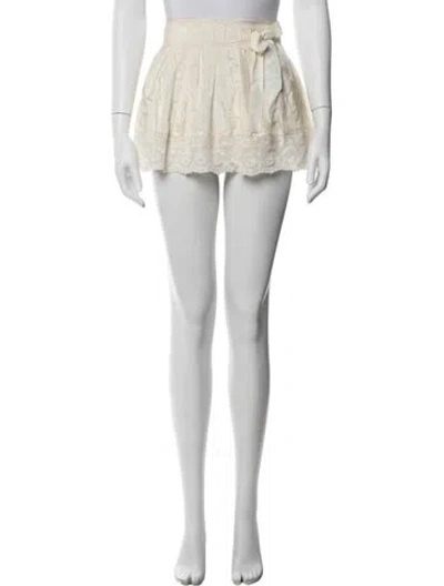 Pre-owned Loveshackfancy Silk Mini Skirt In White
