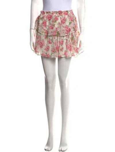 Pre-owned Loveshackfancy Silk Mini Skirt In White