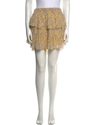 Pre-owned Loveshackfancy Silk Mini Skirt In Yellow