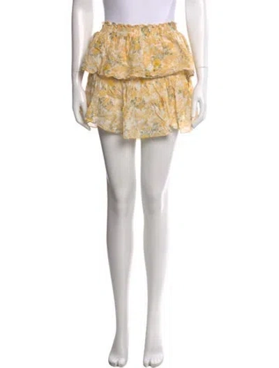 Pre-owned Loveshackfancy Silk Mini Skirt In Yellow