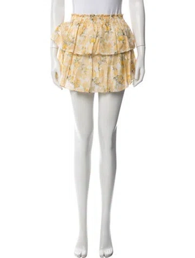 Pre-owned Loveshackfancy Silk Mini Skirt In Yellow