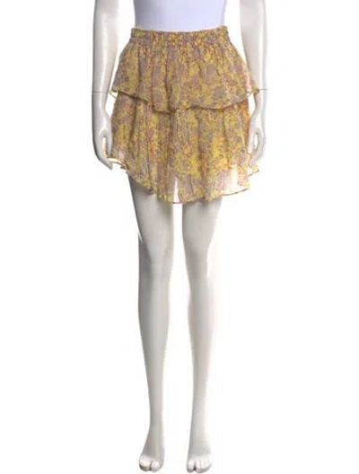 Pre-owned Loveshackfancy Silk Mini Skirt In Yellow