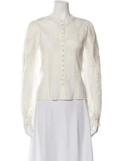 Pre-owned Loveshackfancy Silk Patterned Blouse In Neutrals