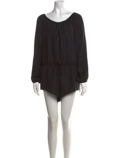 Pre-owned Loveshackfancy Silk Patterned Romper In Black