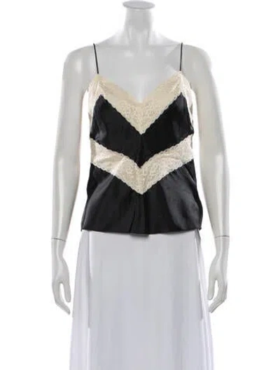 Pre-owned Loveshackfancy Silk Patterned Top In Black