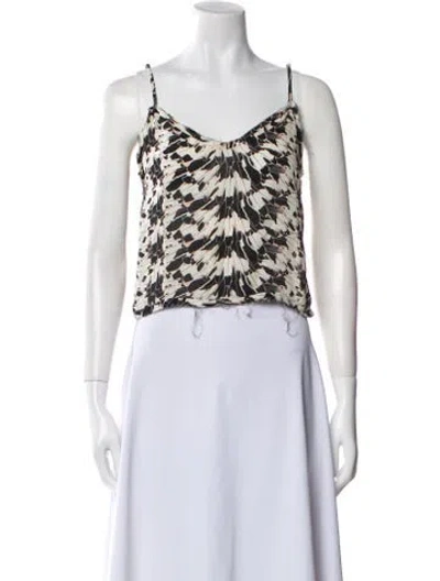 Pre-owned Loveshackfancy Silk Printed Crop Top In Neutral
