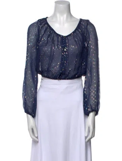 Pre-owned Loveshackfancy Silk Scoop Neck Crop Top