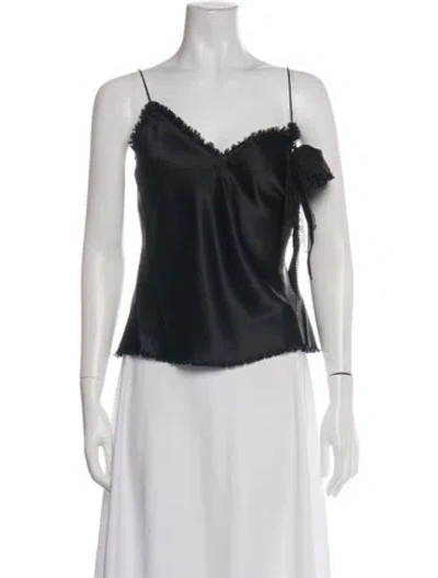 Pre-owned Loveshackfancy Silk Scoop Neck Top W/ Tags In White