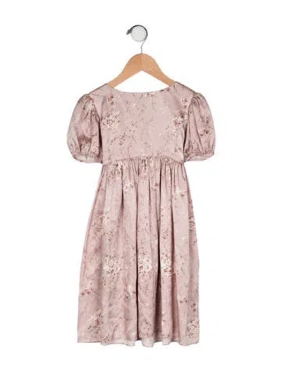 Pre-owned Loveshackfancy Babies' Silk Short Sleeve Dress In Pink