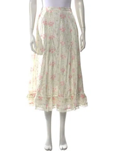 Pre-owned Loveshackfancy Silk Skirt In Neutral