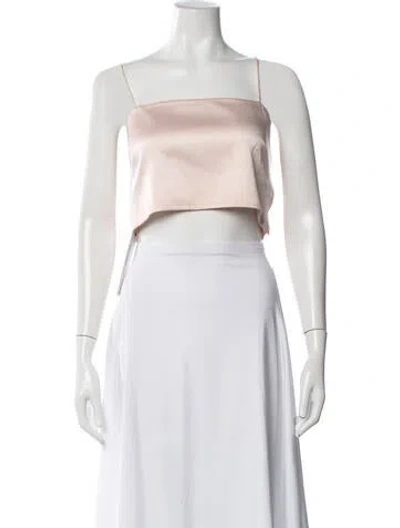 Pre-owned Loveshackfancy Silk Square Neckline Crop Top In Pink