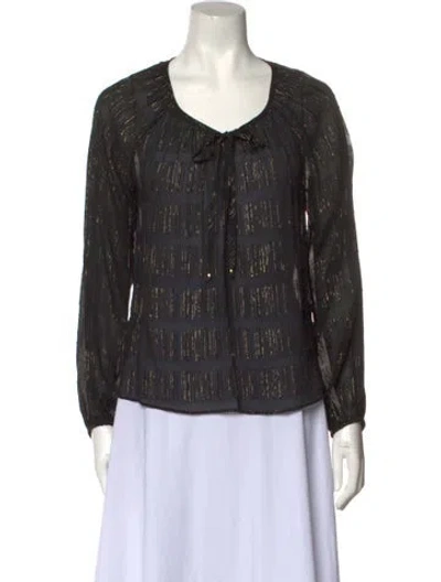 Pre-owned Loveshackfancy Silk V-neck Blouse In Black