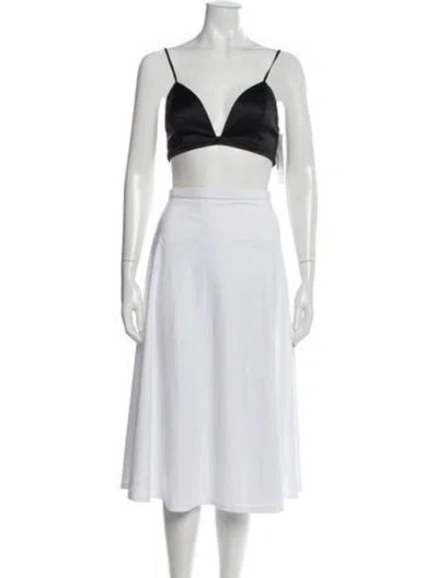 Pre-owned Loveshackfancy Silk V-neck Crop Top In White
