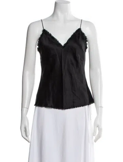 Pre-owned Loveshackfancy Silk V-neck Top In Black