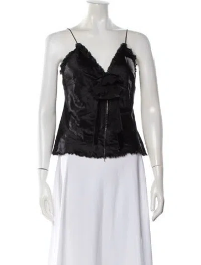 Pre-owned Loveshackfancy Silk V-neck Top In White