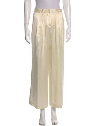 Pre-owned Loveshackfancy Silk Wide Leg Pants In Neutral