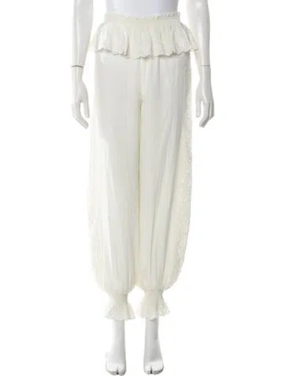 Pre-owned Loveshackfancy Silk Wide Leg Pants In Neutral
