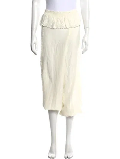 Pre-owned Loveshackfancy Silk Wide Leg Pants In Neutrals