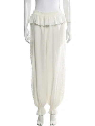 Pre-owned Loveshackfancy Silk Wide Leg Pants In Neutrals