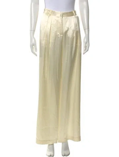 Pre-owned Loveshackfancy Silk Wide Leg Pants In Neutrals