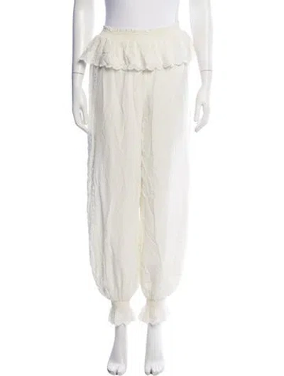 Pre-owned Loveshackfancy Silk Wide Leg Pants In Neutrals