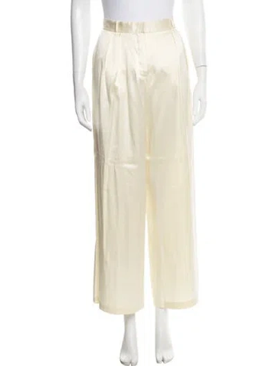 Pre-owned Loveshackfancy Silk Wide Leg Pants In Neutrals
