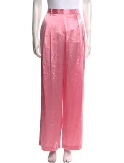 Pre-owned Loveshackfancy Silk Wide Leg Pants In Pink
