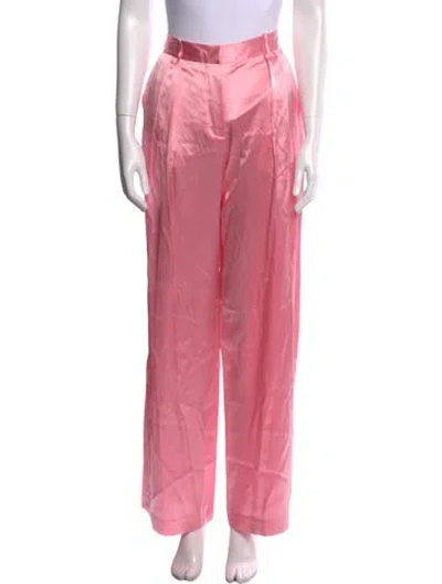 Pre-owned Loveshackfancy Silk Wide Leg Pants In Pink