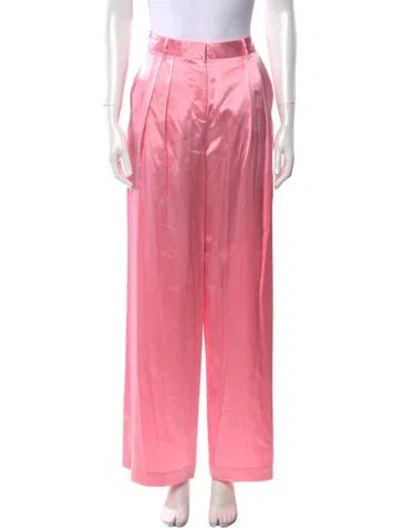 Pre-owned Loveshackfancy Silk Wide Leg Pants In Pink