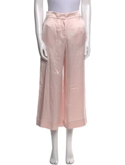 Pre-owned Loveshackfancy Silk Wide Leg Pants In Pink