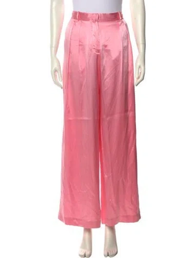 Pre-owned Loveshackfancy Silk Wide Leg Pants In Pink