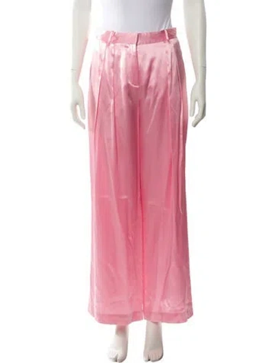 Pre-owned Loveshackfancy Silk Wide Leg Pants In Pink