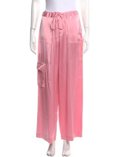 Pre-owned Loveshackfancy Silk Wide Leg Pants In Pink
