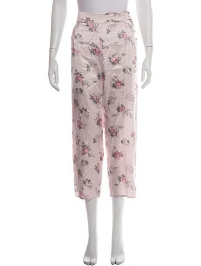 Pre-owned Loveshackfancy Silk Wide Leg Pants In Pink