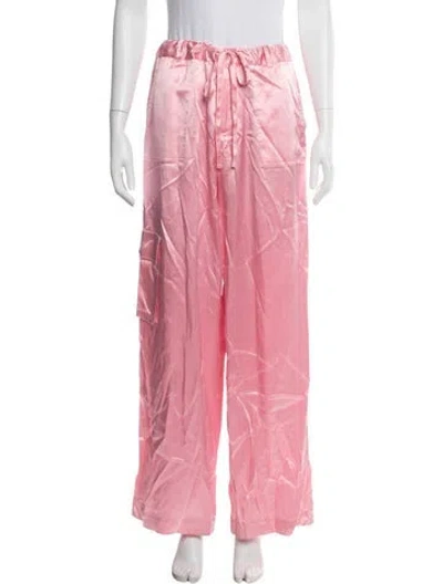 Pre-owned Loveshackfancy Silk Wide Leg Pants In Pink