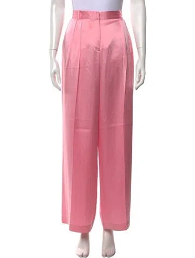 Pre-owned Loveshackfancy Silk Wide Leg Pants In Pink