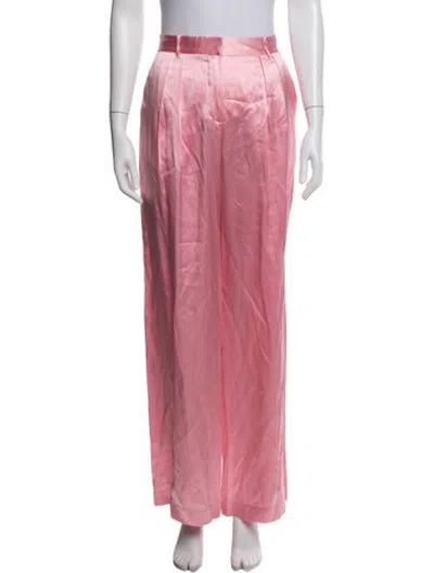 Pre-owned Loveshackfancy Silk Wide Leg Pants In Pink