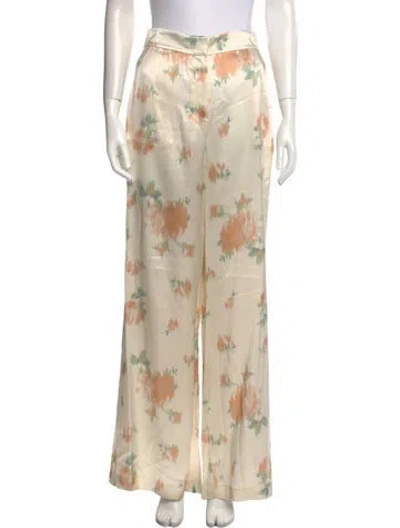 Pre-owned Loveshackfancy Silk Wide Leg Pants W/ Tags In Neutral