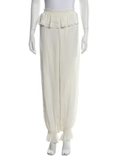 Pre-owned Loveshackfancy Silk Wide Leg Pants W/ Tags In Neutrals