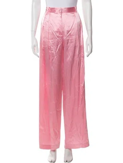 Pre-owned Loveshackfancy Silk Wide Leg Pants W/ Tags In Pink