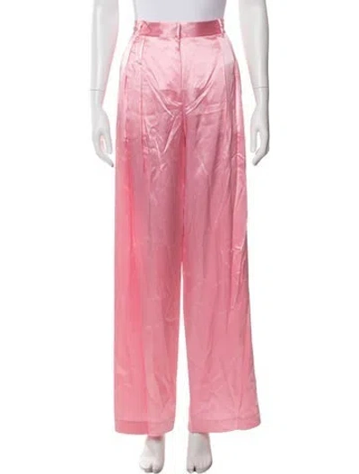 Pre-owned Loveshackfancy Silk Wide Leg Pants W/ Tags In Pink