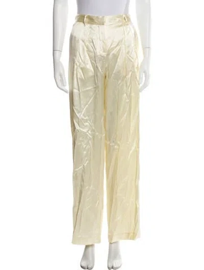 Pre-owned Loveshackfancy Silk Wide Leg Pants W/ Tags In Yellow