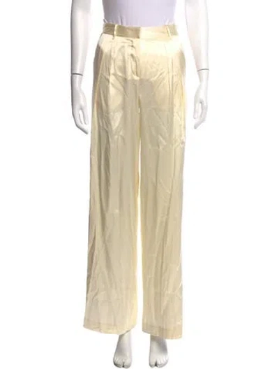 Pre-owned Loveshackfancy Silk Wide Leg Pants W/ Tags In Yellow