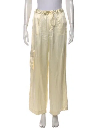 Pre-owned Loveshackfancy Silk Wide Leg Pants In Yellow
