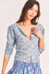 Loveshackfancy Simona Cardigan Serenity Blue In Blue