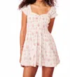Loveshackfancy Siona Floral Stripe Smock Bodice Cotton Dress In Neutral