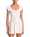 Loveshackfancy Siona Floral Stripe Smock Bodice Cotton Dress In Thulian Pink