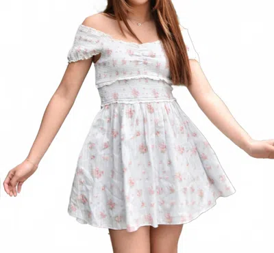 Loveshackfancy Siona Floral Mini Dress In Skylight Blue In White